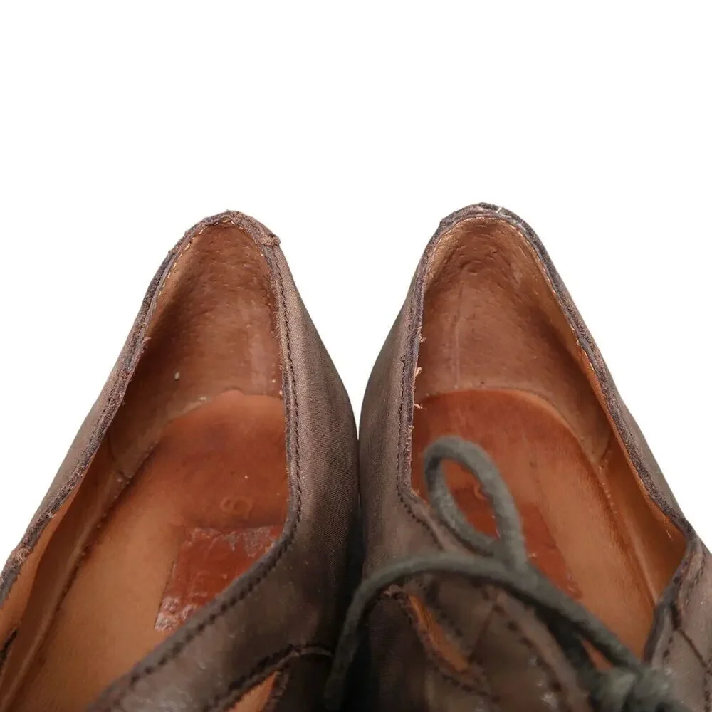Gentle Souls Shoes Womens 8 Wedge Sandal Lace Up Comfort Classic Leather Brown